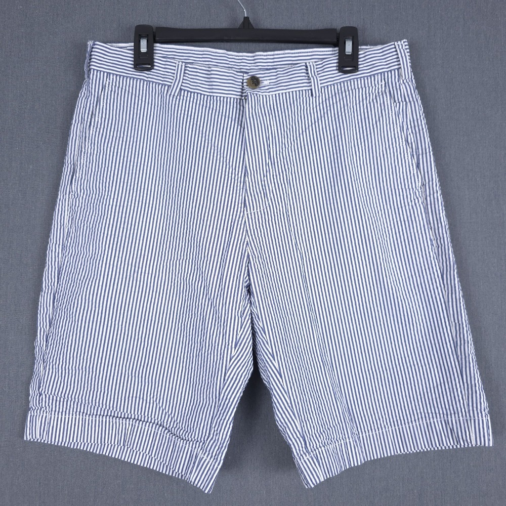Brooks Brothers Seersucker Shorts Mens 34 (Fits 33x11) Blue White Striped Preppy